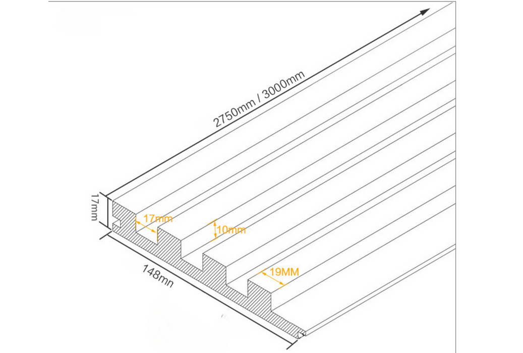 4 Slot Solid Wood Grille Panel