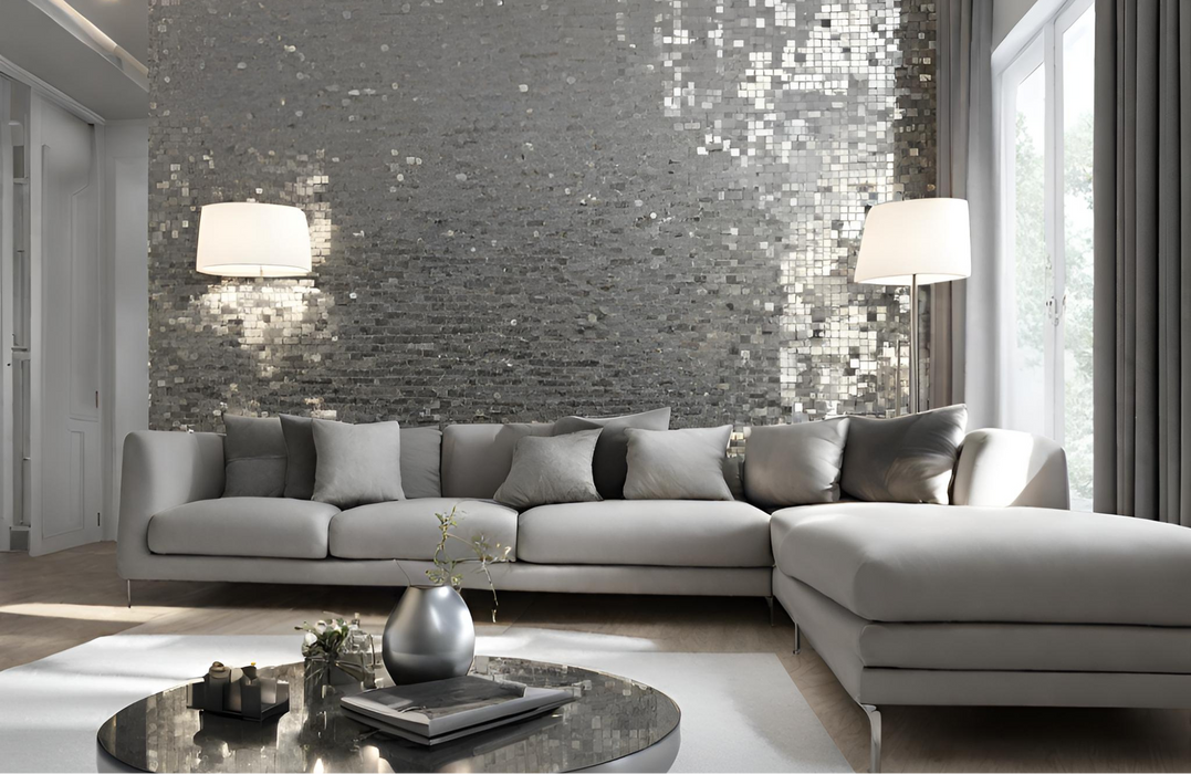 Silver Mosaic Wall Panel